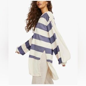 🆕 Free People Women's All in Cotton T-Shirt (Quarry Combo, Small. NWT